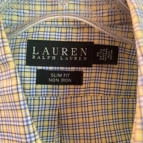 Lauren Ralph Lauren Yellow Plaid Dress Shirt - Picture 2 of 4